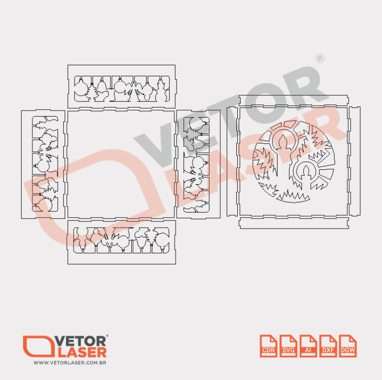 Vetor Caixa Decorativa De Natal Tampa Cdr Ai Svg Dxf E Dgw